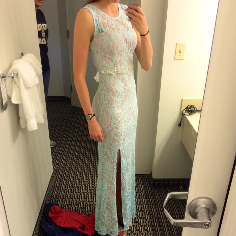 Formal dress, full length, light blue